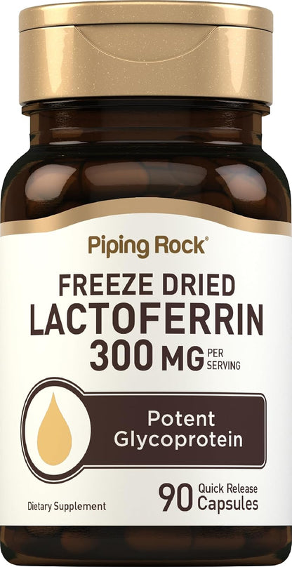 Piping Rock Lactoferrin Supplement | 300mg | 90 Capsules | Freeze Dried Potent Glycoprotein | Non-GMO, Gluten-free