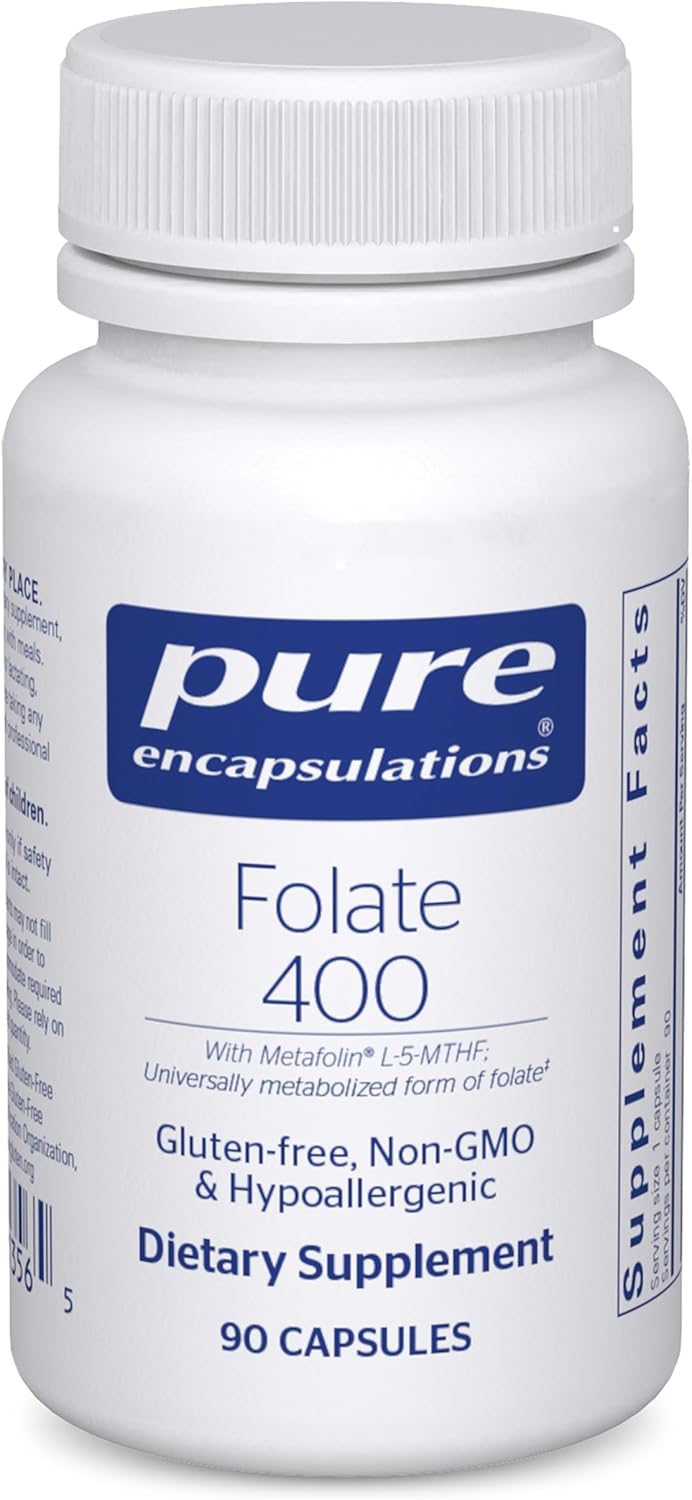 Pure Encapsulations Folate 400 | Metafolin L-5-MTHF Supplement for Cardiovascular, Cellular & Neural Health | 90 Capsules - görsel 1