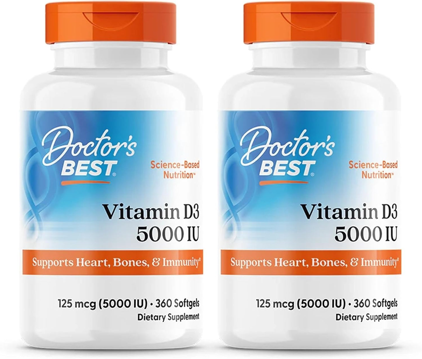 Doctor's Best Vitamin D3 5000 IU Softgels, 360 Count (2 Pack) - görsel 1