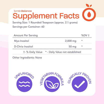 Binto Inositol Powder Mix – 60-Day Supply – 40:1 Myo and D-Chiro Inositol – Supports Hormone Balance and Ovulation – Preservative-Free
