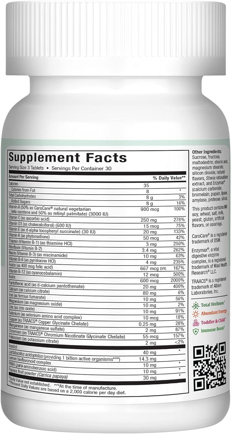 Maxi Health Chewable Multivitamin with Iron - Cherry Flavour - 90 Tablets - görsel 7