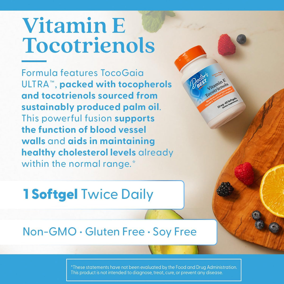 Doctor's Best Vitamin E Tocotrienols - TocoGaia ULTRA Full Spectrum Vitamin E Complex, 60 Softgels - görsel 5