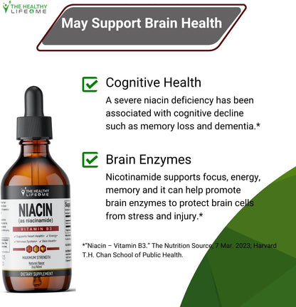 The Healthy Life 4 ME Vitamin B3 Niacinamide Liquid – 20mg per Serving, 60-Day Supply, 60ml