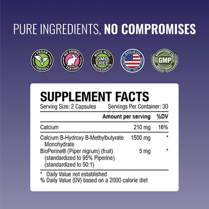 Approved Science HMB - 1500mg High-Potency HMB Supplement with Calcium and BioPerine for Absorption - Muscle Health and Exercise Performance - 60 Vegan Capsules - Pack of 3