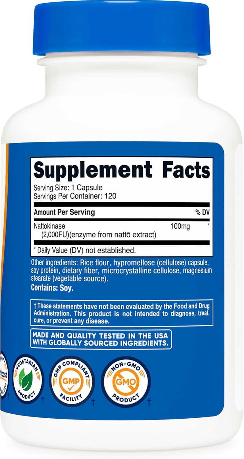 Nutricost Nattokinase 2,000FU, 120 Capsules - Gluten-free, Non-GMO, Vegetarian Friendly - görsel 5