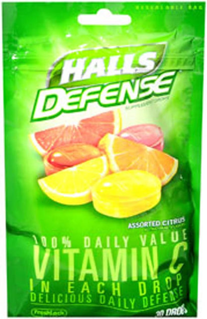 Halls Defence Vitamin C Assorted Citrus Supplement Lozenges - 30 Lozenges