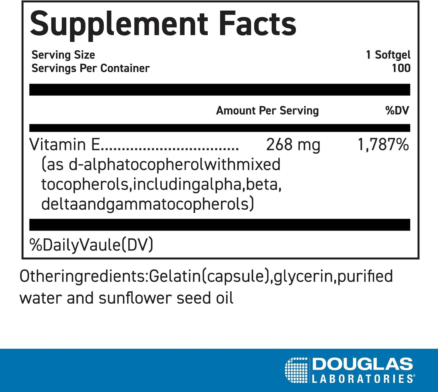 Douglas Laboratories Natural Vitamin E Complex - 100 Softgels - görsel 2