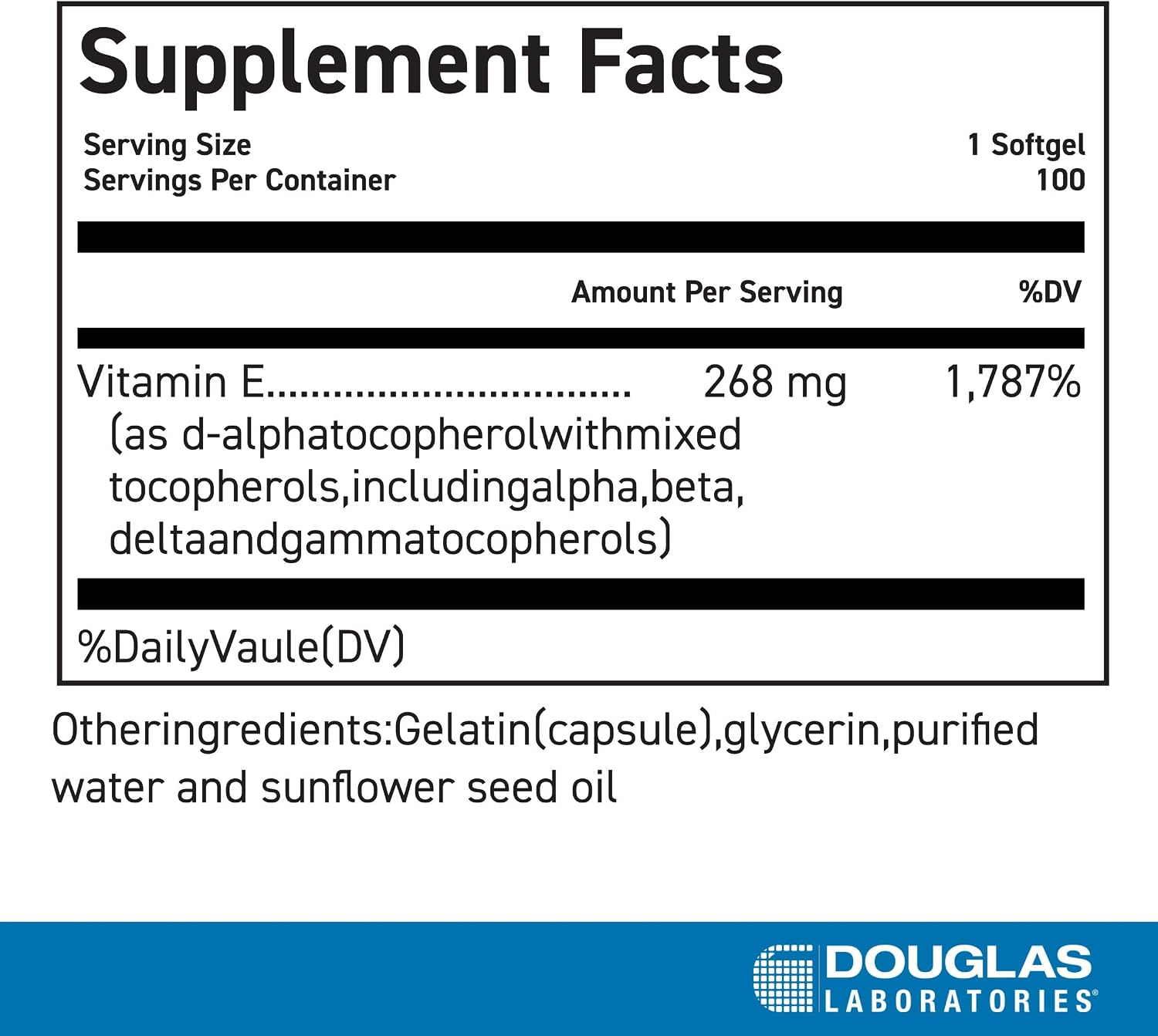 Douglas Laboratories Natural Vitamin E Complex - 100 Softgels - görsel 2