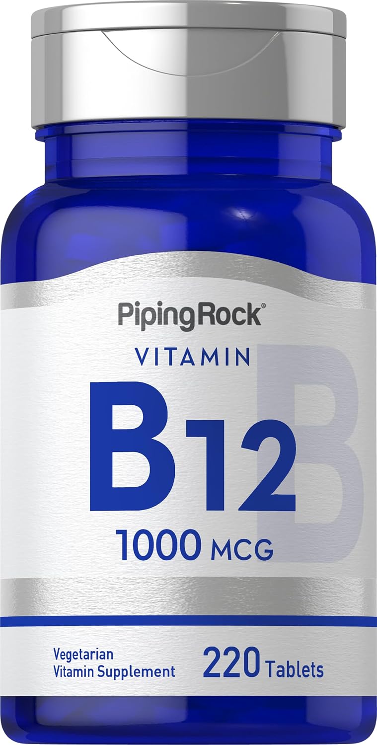 Piping Rock Vitamin B12 1000 mcg | 220 Tablets | Cyanocobalamin | Non-GMO, Gluten-free - görsel 1