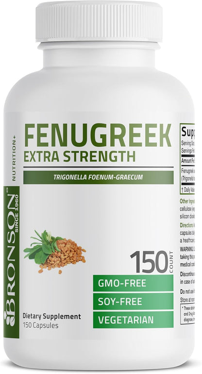 Bronson Extra Strength Fenugreek Seed Powder Capsules, 150 Capsules