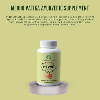 AYURVEDASHREE Medho Vatika 60 Caplets – Herbal Cognitive Support with 8 Ayurvedic Herbs