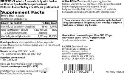 SFI Health Active B Trio – Methylated Vitamin B Complex with B6, B12 & Folate (60 Capsules)