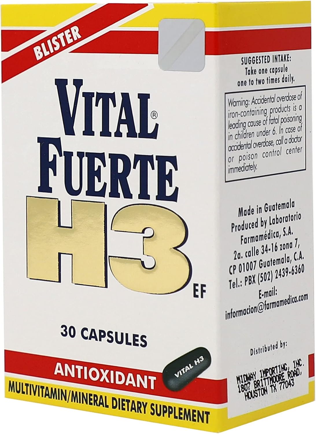 Vital Fuerte H3 Multivitamin and Mineral Supplement with Antioxidants, 30 Capsules - görsel 6
