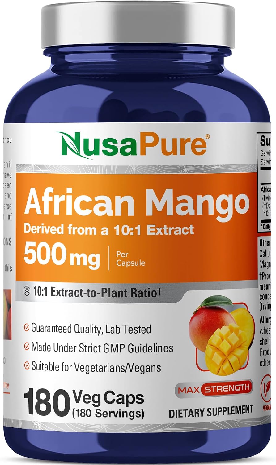 NusaPure African Mango, 500 mg, 180 Vegan Capsules (Non-GMO) - görsel 1