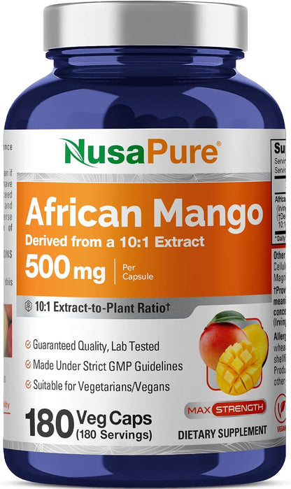 NusaPure African Mango, 500 mg, 180 Vegan Capsules (Non-GMO)