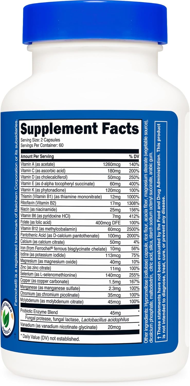 Nutricost Multivitamin with Probiotics 120 Vegetarian Capsules (3 Bottles) - görsel 5