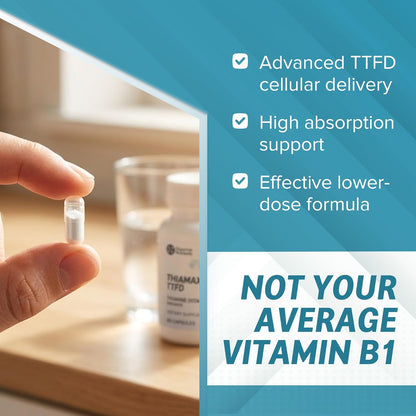 Objective Nutrients Thiamax TTFD Thiamine B1 Supplement - 100 mg with Magnesium - 60 Capsules
