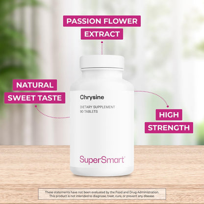 Supersmart - Chrysine 1500 mg Per Day - Natural Flavonoid - Chrysin for Hormone Support | Non-GMO & Gluten-free - 90 Tablets