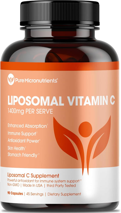 Pure Micronutrients Pure Liposomal Vitamin C - 1400mg Per Serving - 90 Capsules