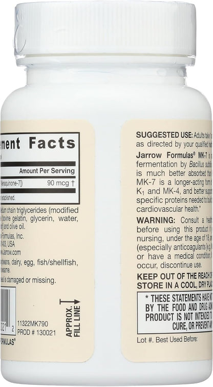 Jarrow Formulae MK-7, 90 mcg, 90 Softgels