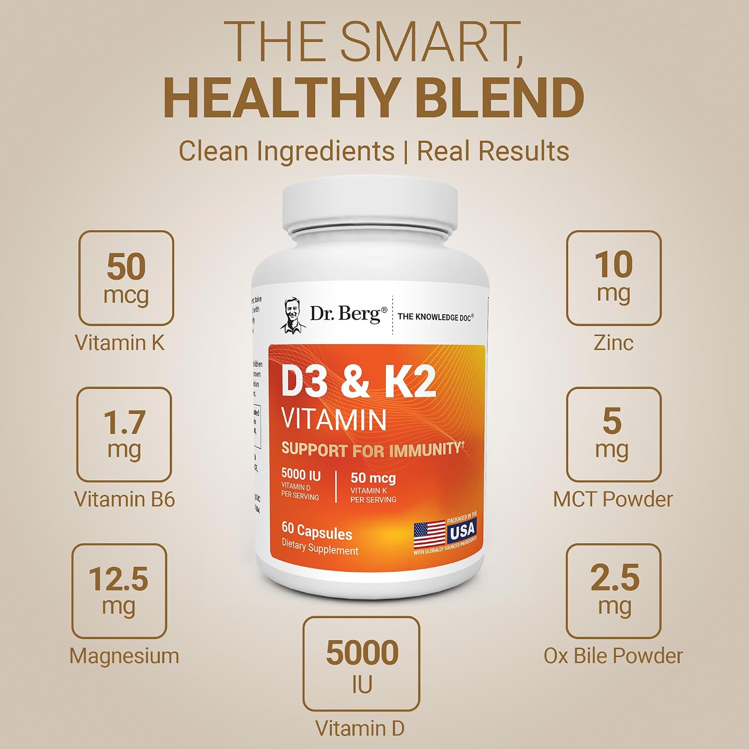 Dr. Berg Maximum Strength 7-in-1 Vitamin D3 K2 5000 IU – 60 Capsules - görsel 5