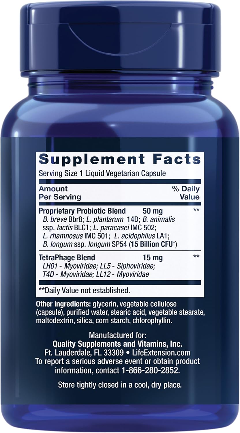 Life Extension FLORASSIST GI with Phage Technology, 90 Liquid Vegetarian Capsules - görsel 2