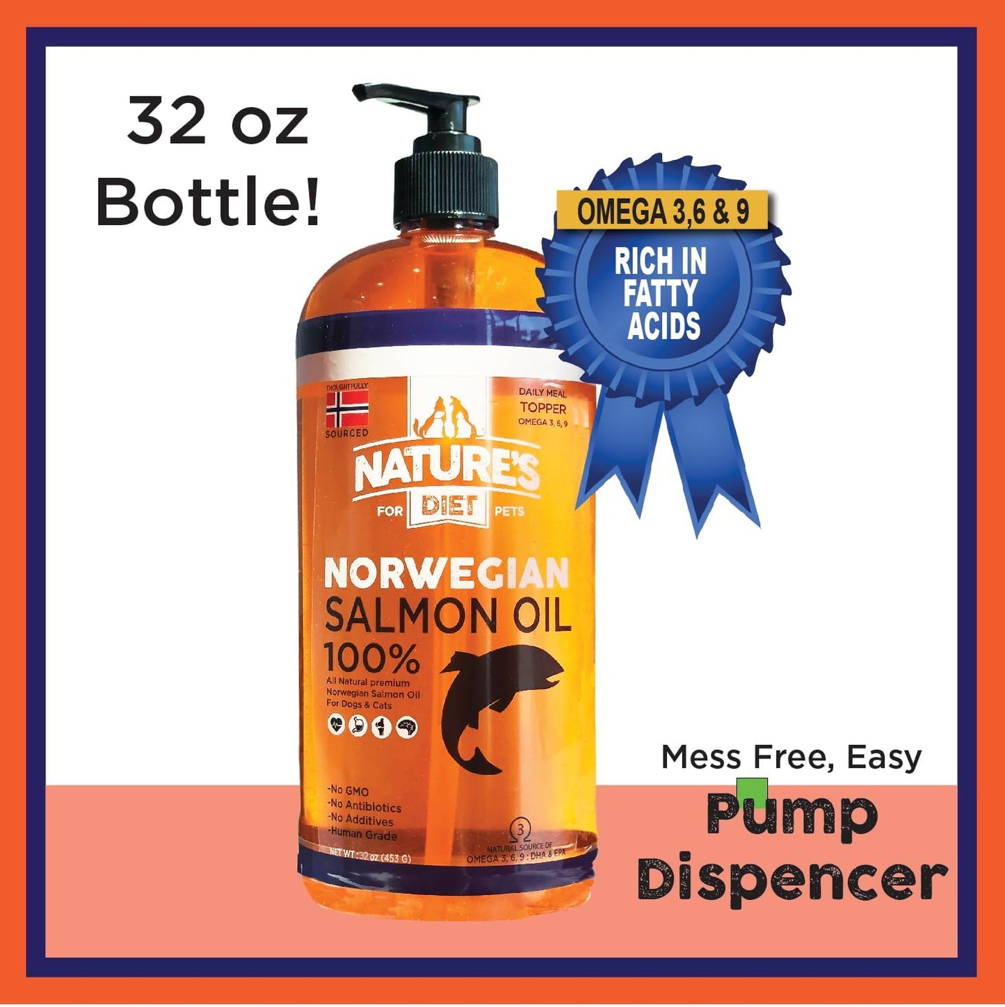 Nature's Diet Norwegian Salmon Oil for Dogs & Cats – Natural Omega-3 Supplement, 946 ml - görsel 4