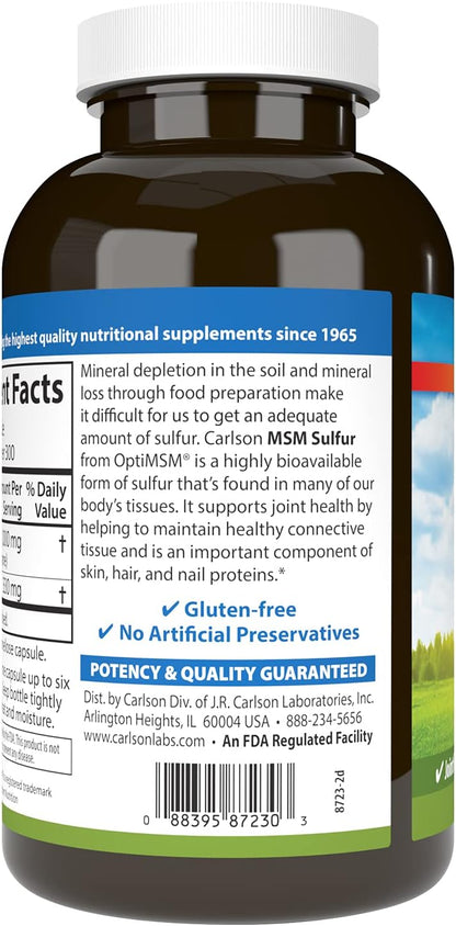 Carlson M-S-M Sulphur, 1000 mg - 300 Vegetarian Capsules