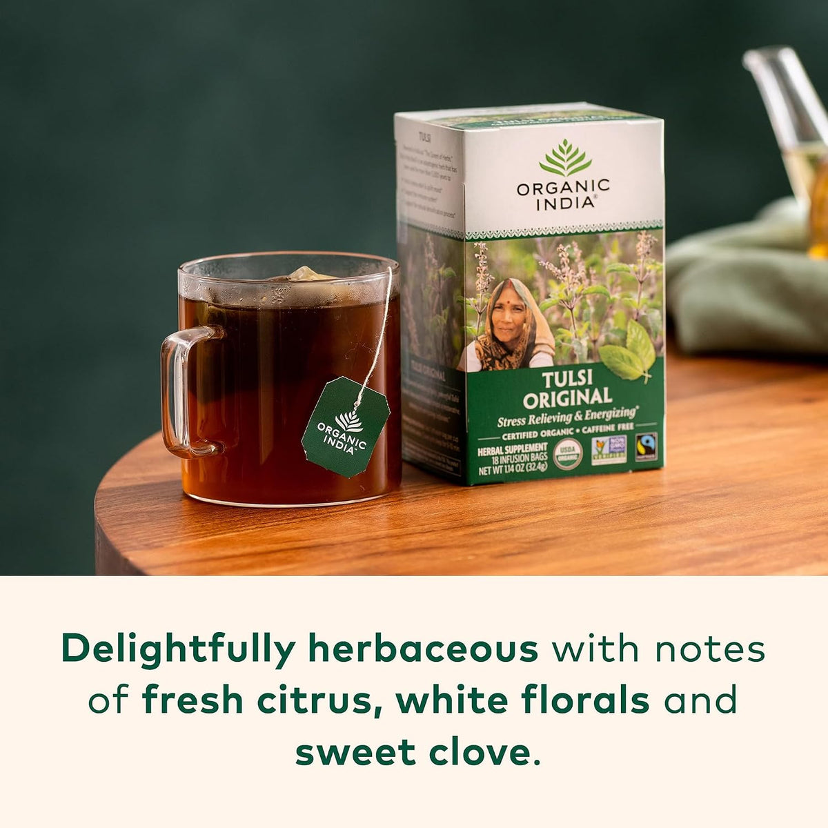 ORGANIC INDIA Tulsi Original Herbal Tea - Holy Basil & African Basil, For Relaxation, Traditional Immune Support, Organic, Non-GMO, Caffeine-Free - 18 Infusion Bags, 3 Pack - görsel 3
