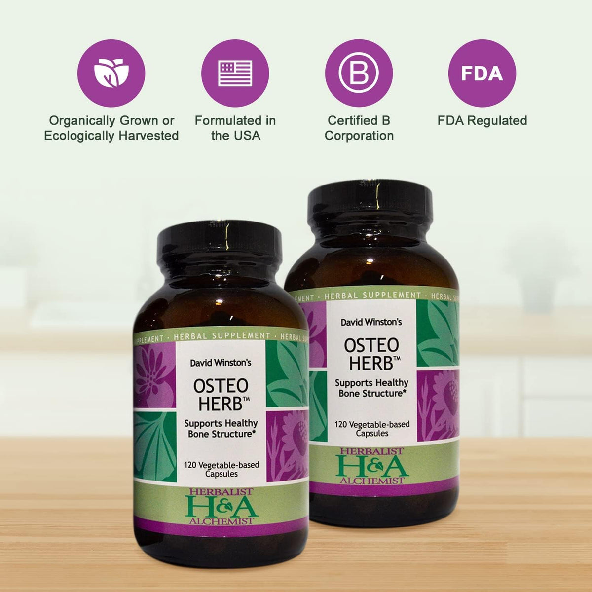 Herbalist & Alchemist David Winston's Osteo Herb Capsules, 2-Pack - 120 Capsules per Bottle - görsel 4