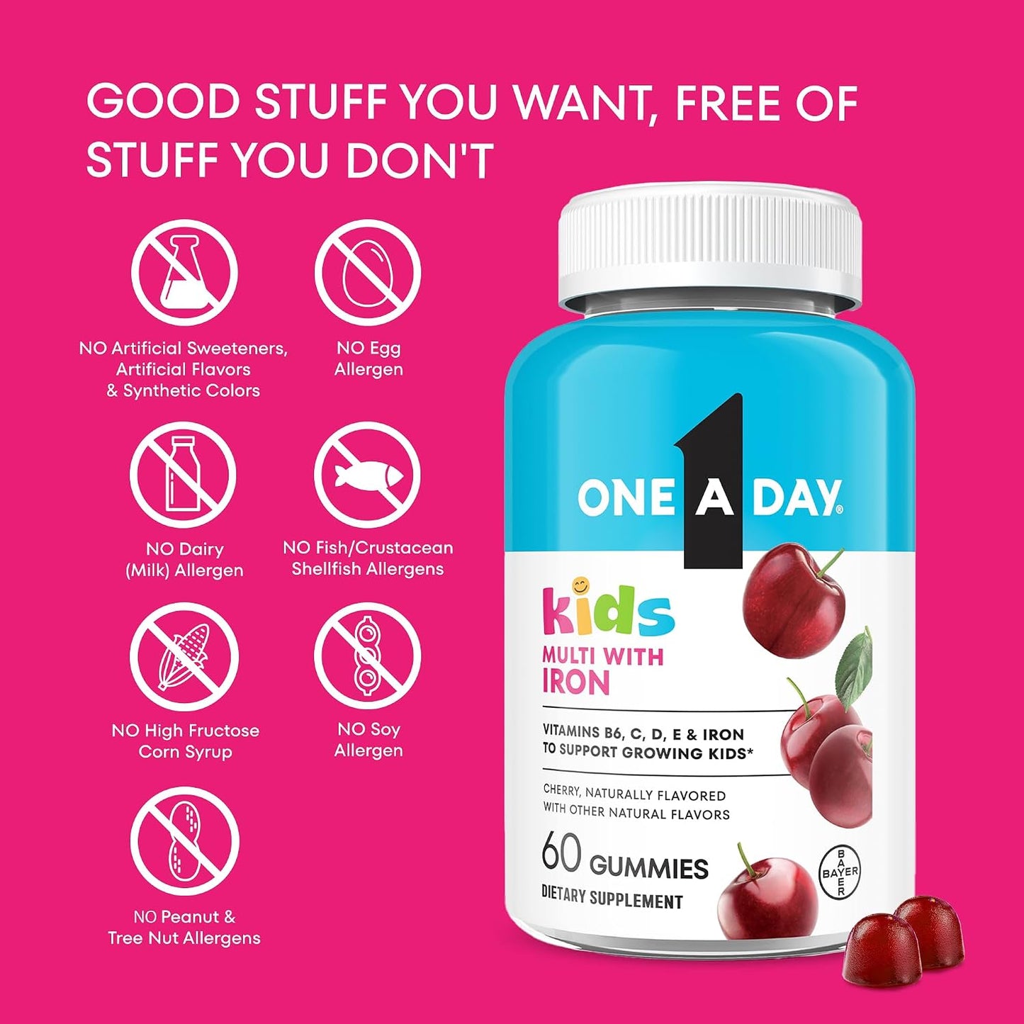 One A Day Kids Multivitamin with Iron Gummy - 60 Count - görsel 8
