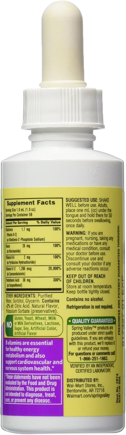 Spring Valley Vitamin B-Complex Sublingual Liquid – 2 Ounce with Burst of B-12 - görsel 2
