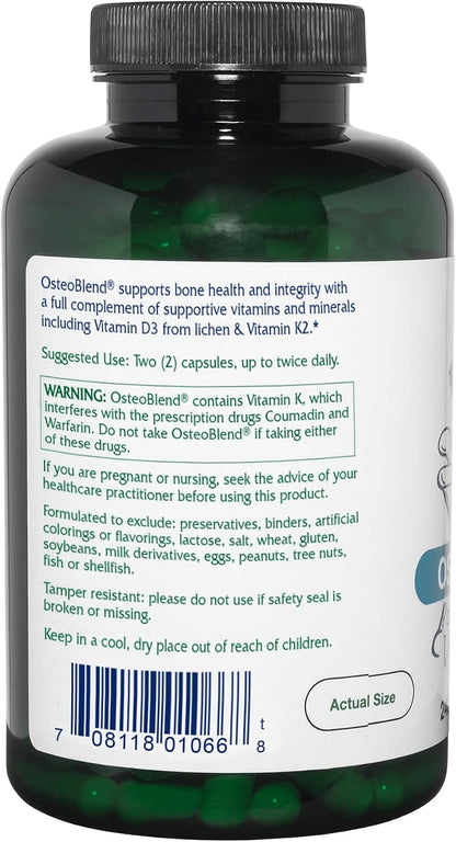 Vitanica OsteoBlend Bone Support – Vegan Supplement for Bone Health, 240 Capsules
