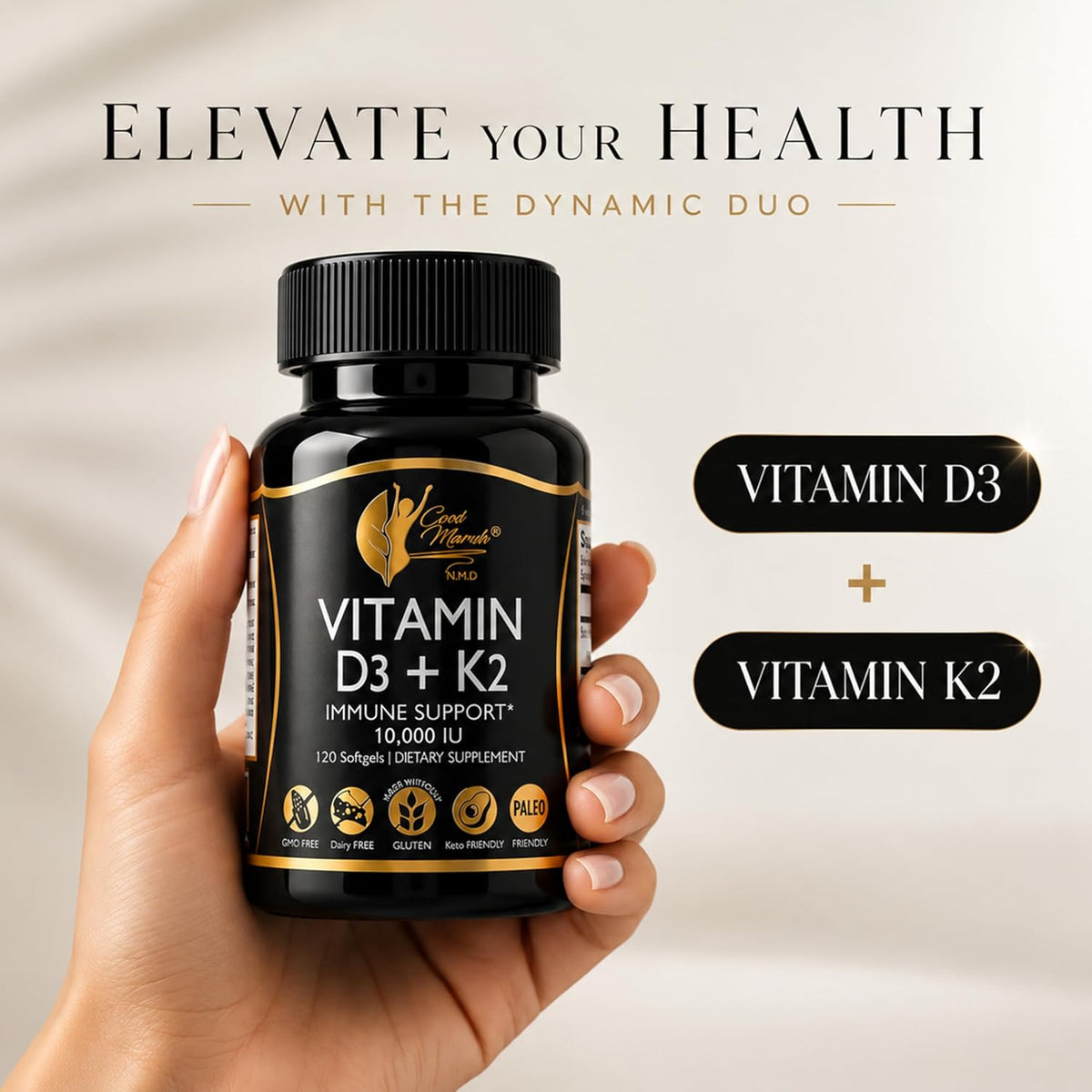 Cocó March N.M.D Vitamin D3+K2 10,000 IU - High Potency Supplement for Women & Men - görsel 5