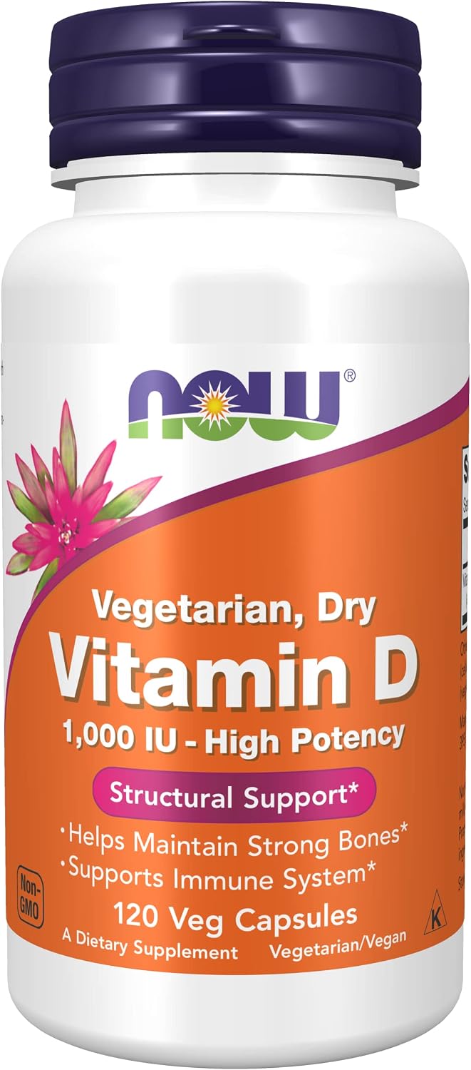 NOW Foods Vitamin D-2 1000 IU High Strength - 120 Vegcaps, Pack of 3 - görsel 1
