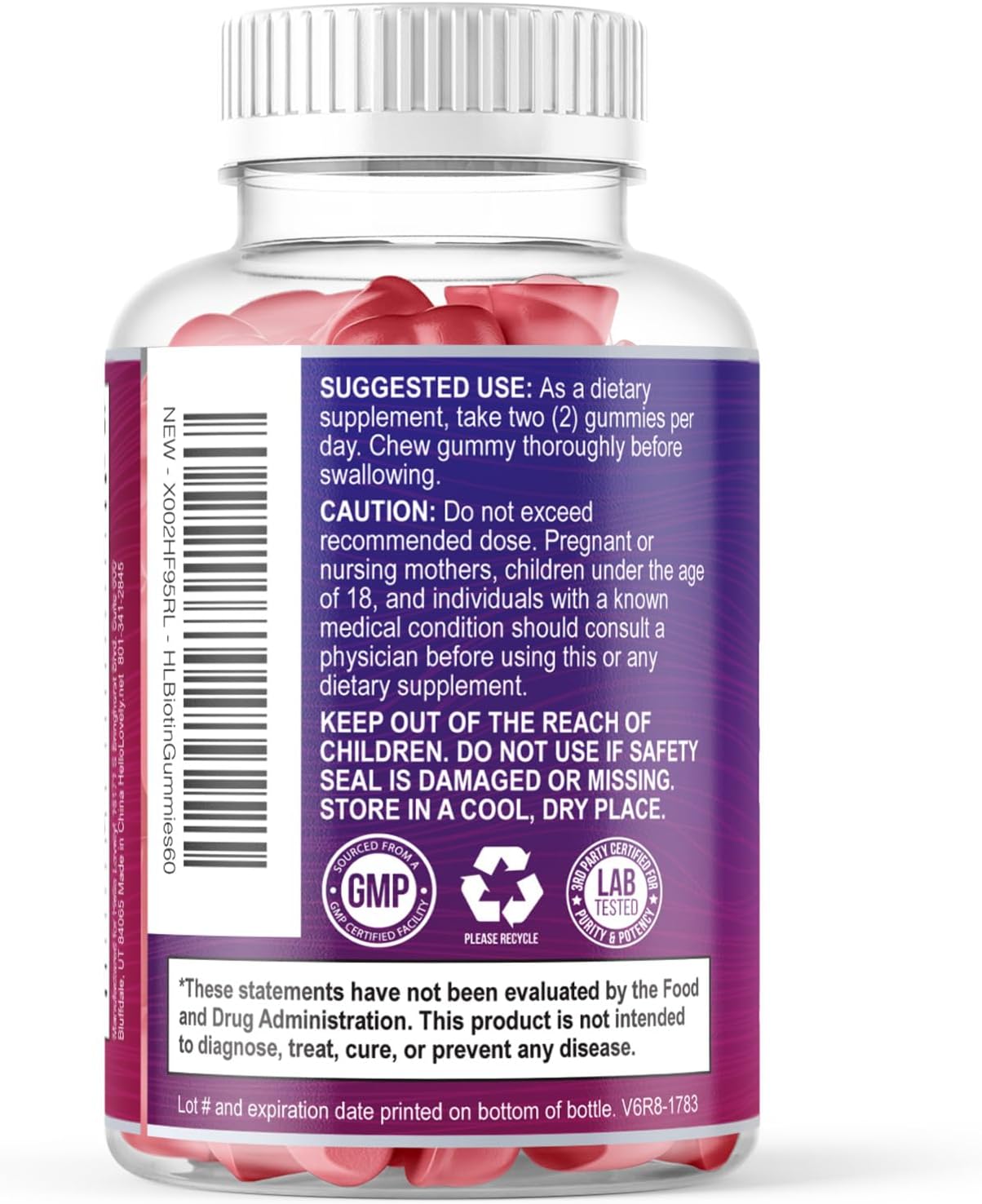 Hello Lovely Hair Vitamins Gummies – Biotin 5000 mcg with Vitamins E and C for Hair, Skin and Nails – 60 Gummies - görsel 8