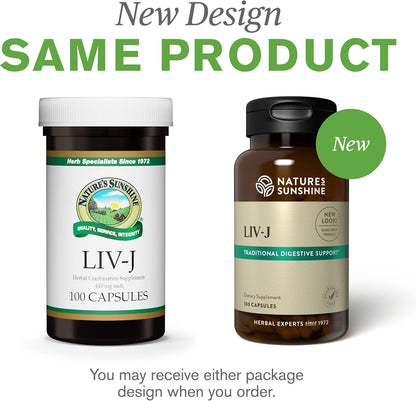 Nature's Sunshine LIV-J – Herbal Blend for Digestive and Liver Support, 100 Capsules