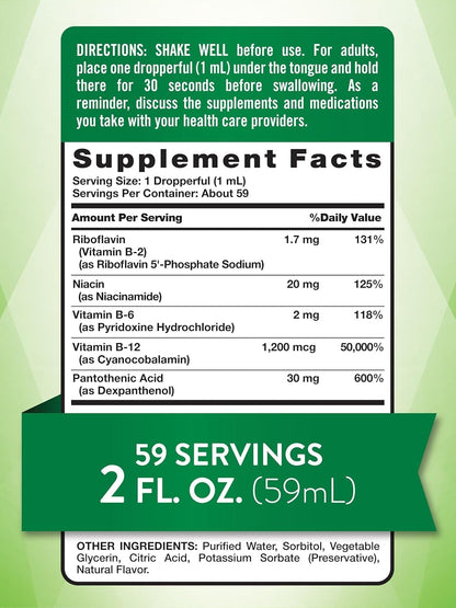 Nature's Truth Sublingual B Complex Liquid Plus B-12 Natural Berry Flavour Liquid - 2 oz, Pack of 2