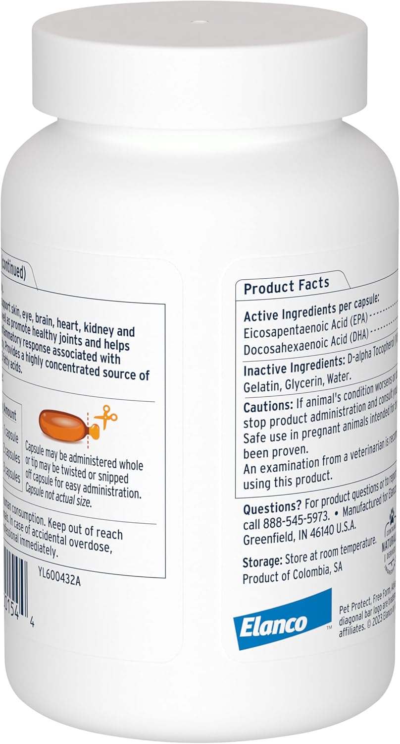 Pet Protect M/L Dog Omega-3 Supplement, Proprietary Free Form Blend, Supports a Normal Inflammatory Response, Snip-Tip Capsules (250 Count) - görsel 2