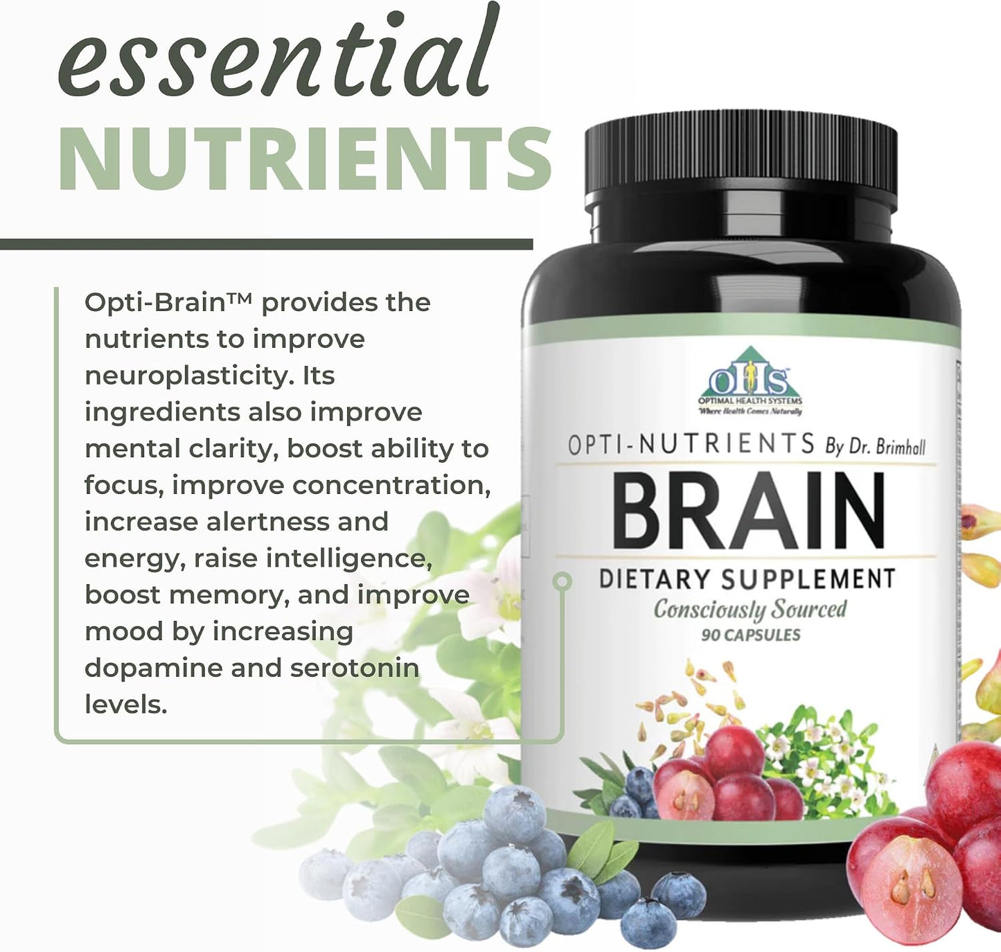Optimum Health Systems Brain – Comprehensive Nootropic Blend for Memory, Mood & Focus (90 Capsules) - görsel 5