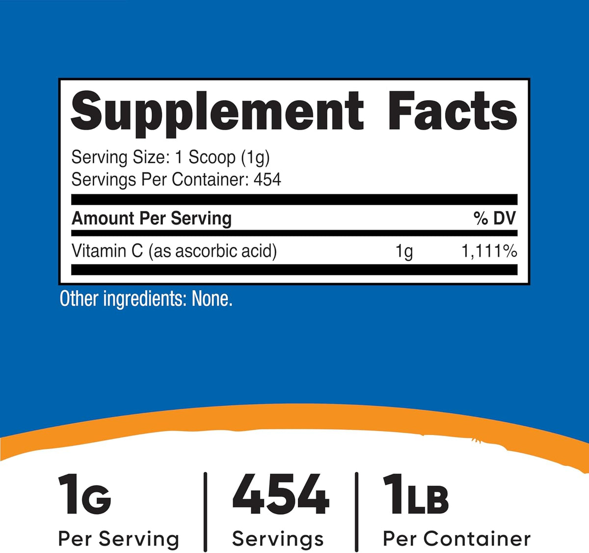 Nutricost Pure Ascorbic Acid Powder (Vitamin C) 454g - görsel 2