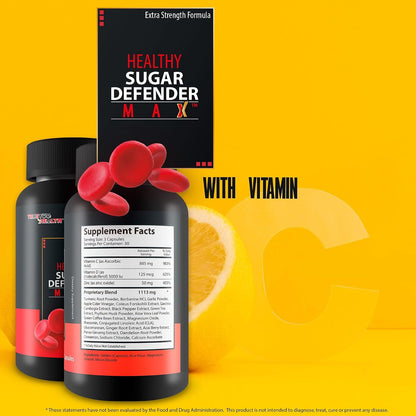 Healthy Sugar Defender Max – Our Finest Sugar Support Supplement – Multi-Action Blood Health Capsules for Circulation & Vein Support – Herbal Formula for Legs, Heart & Body