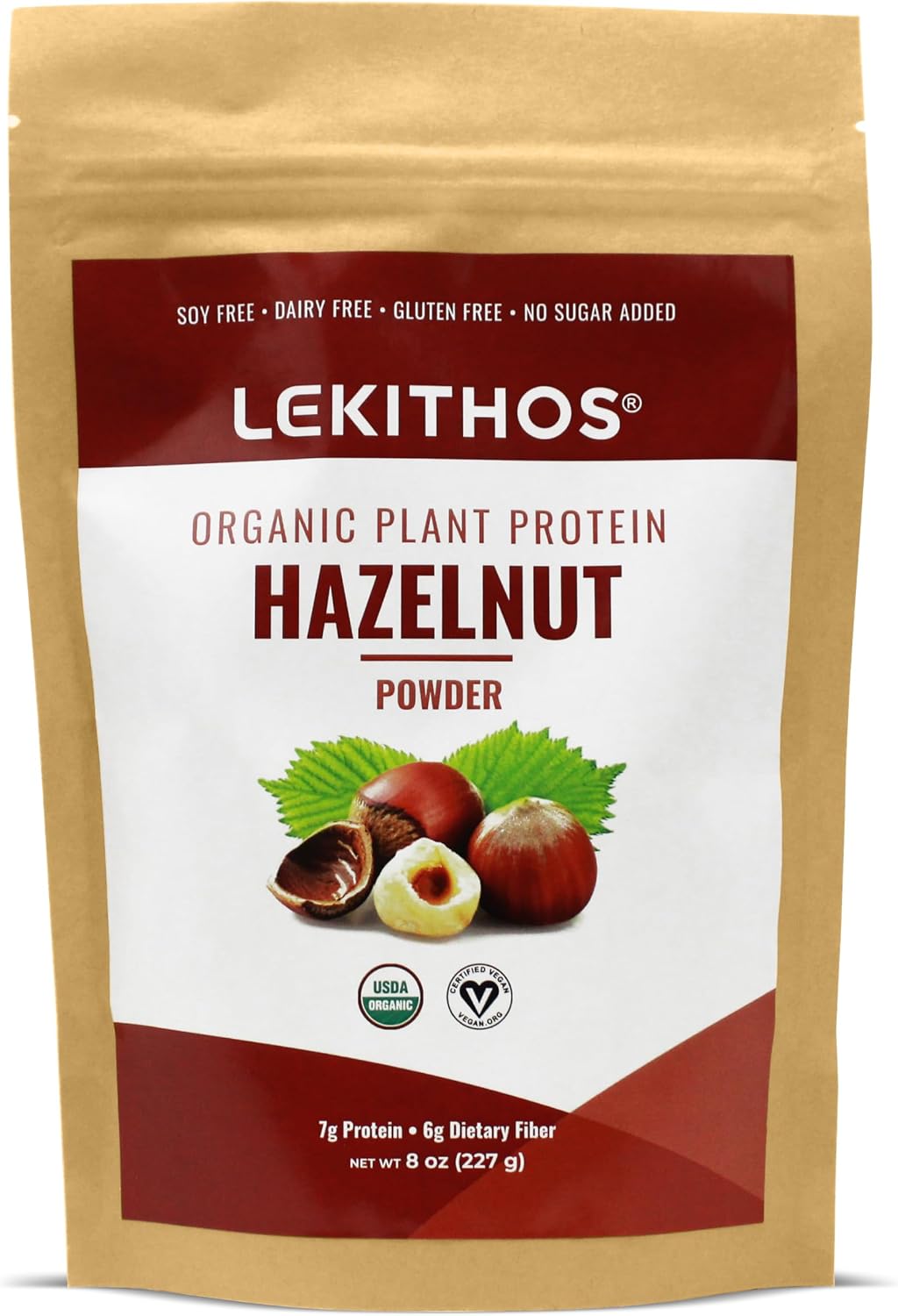 Lekithos Organic Hazelnut Protein Powder - 227g Pack, 56g Plant Protein, Organic, Vegan, Non-GMO - görsel 1
