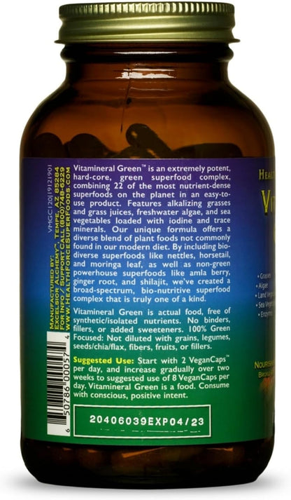 HEALTHFORCE SUPERFOODS Vitamineral Green - Organic Green Superfood Supplement, 120 Capsules – Image 3