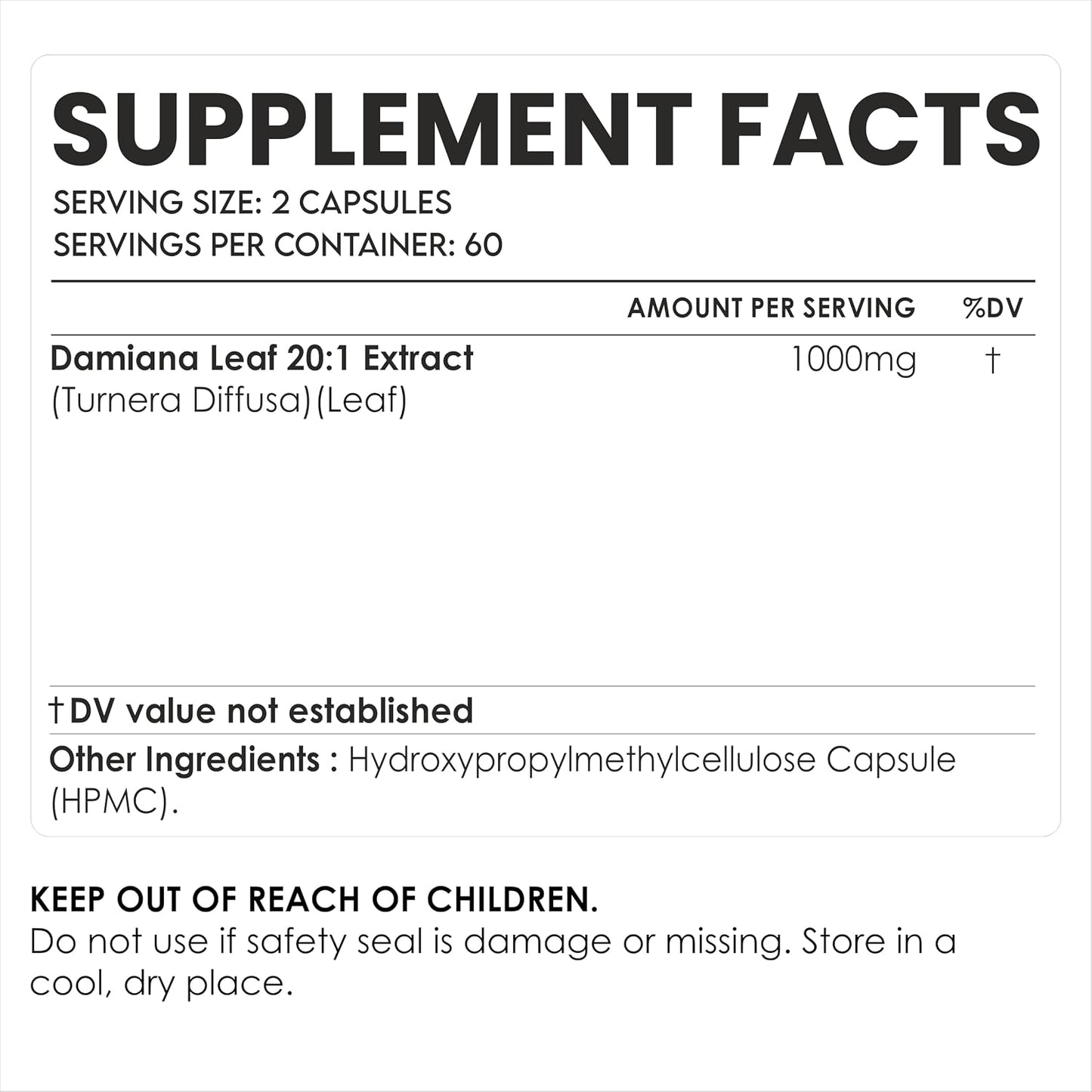 AMALTH Damiana Leaf Extract Capsules 1000 mg | 120 Veg Capsules - görsel 2