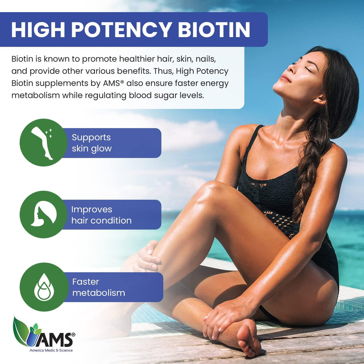 America Medic & Science High Strength Biotin 5,000 mcg – Vitamin B7 Supplement for Hair, Skin & Nails - görsel 4