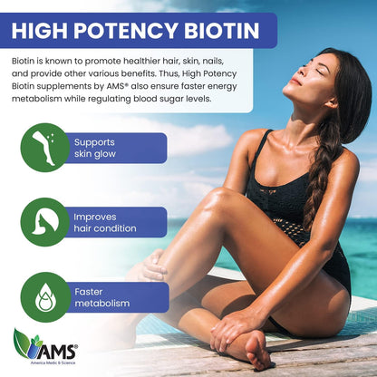America Medic & Science High Strength Biotin 5,000 mcg – Vitamin B7 Supplement for Hair, Skin & Nails