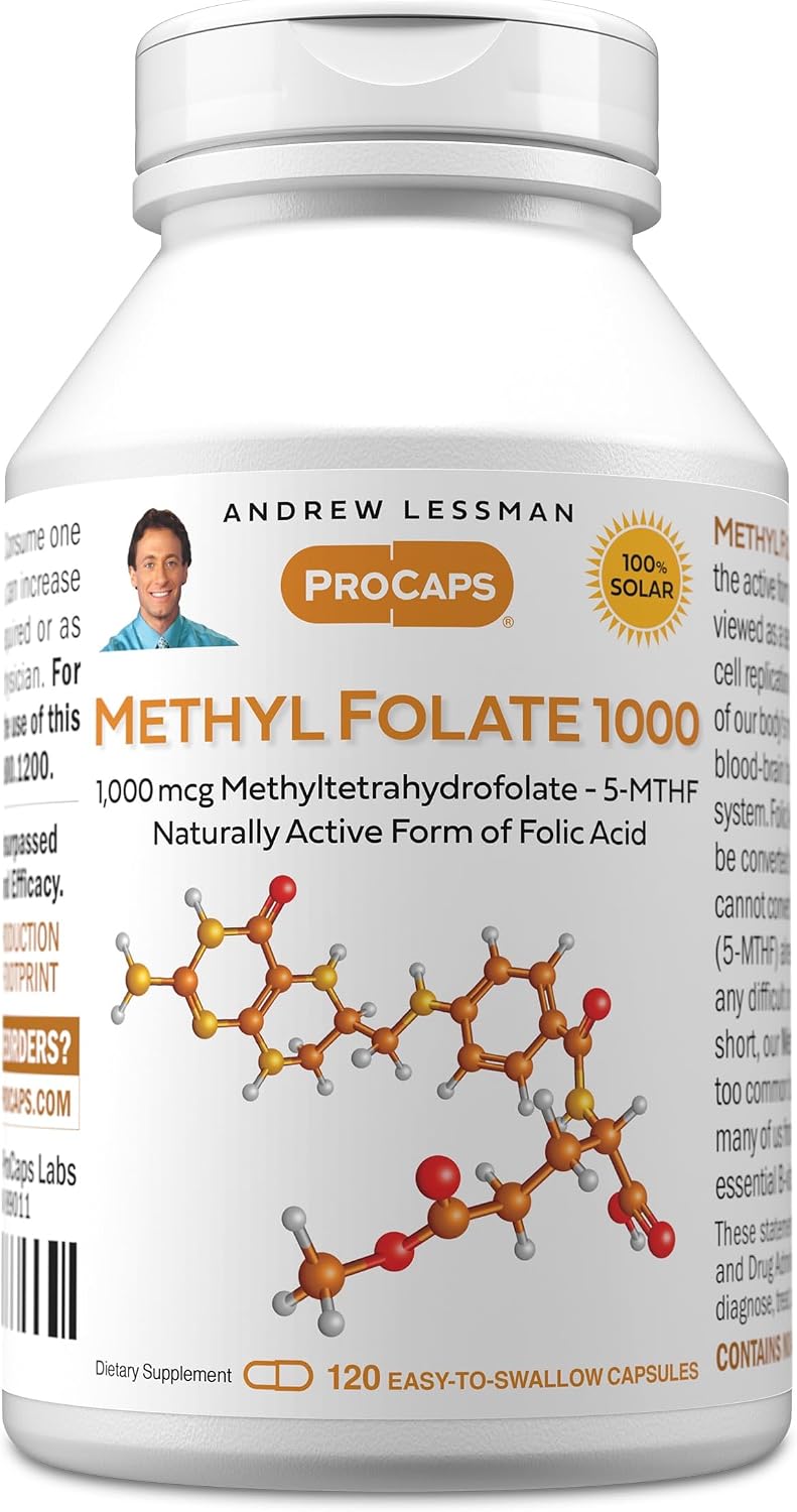 ANDREW LESSMAN Methyl Folate 1000 mcg - 240 Capsules - L-Methylfolate Active Vitamin B9 - görsel 9