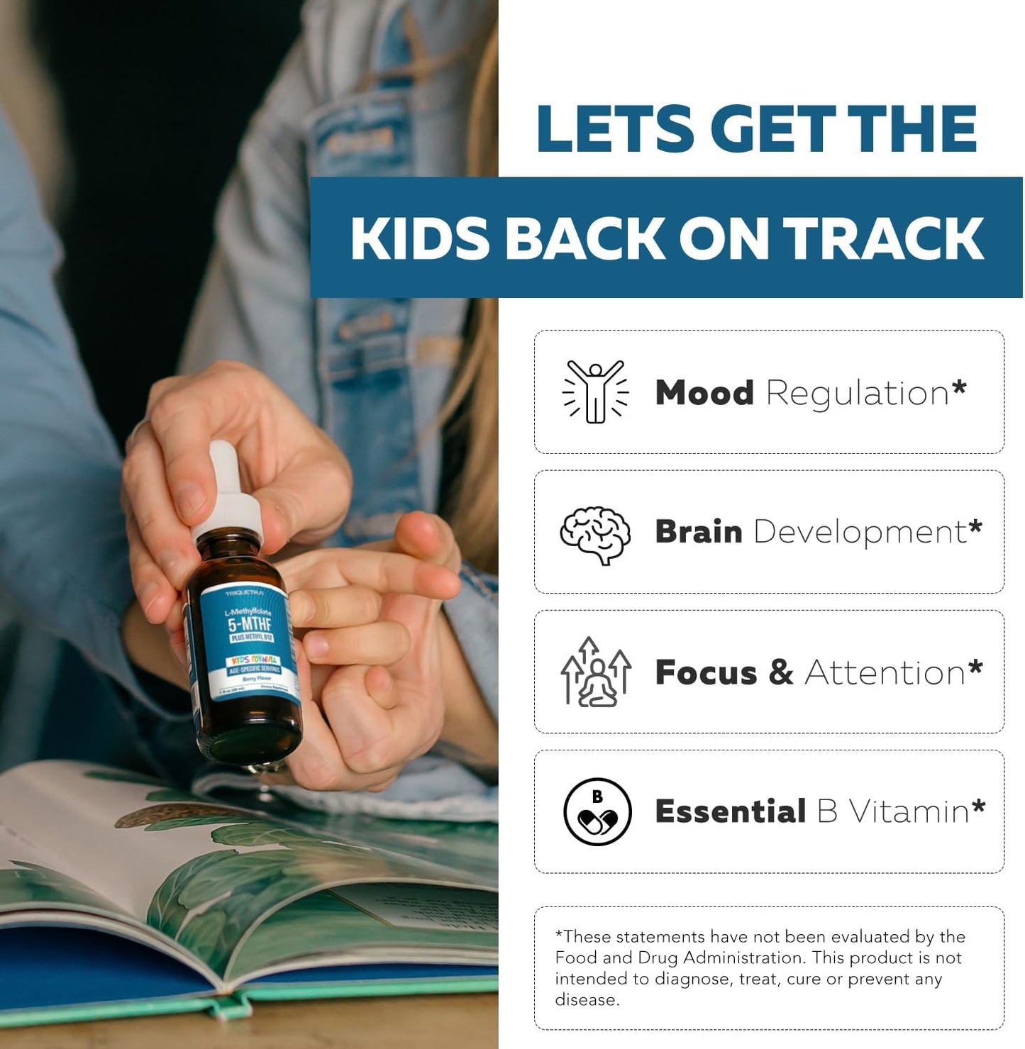 Organic Kids L-Methylfolate + Methyl B12 Cofactor - MTHFR Sublingual Form - 5-MTHF, Superior Form of Folate - Adjustable Dosage for All Ages - Mood, Behaviour, Cognition - Organic Berry Flavour, 30 ml - görsel 4