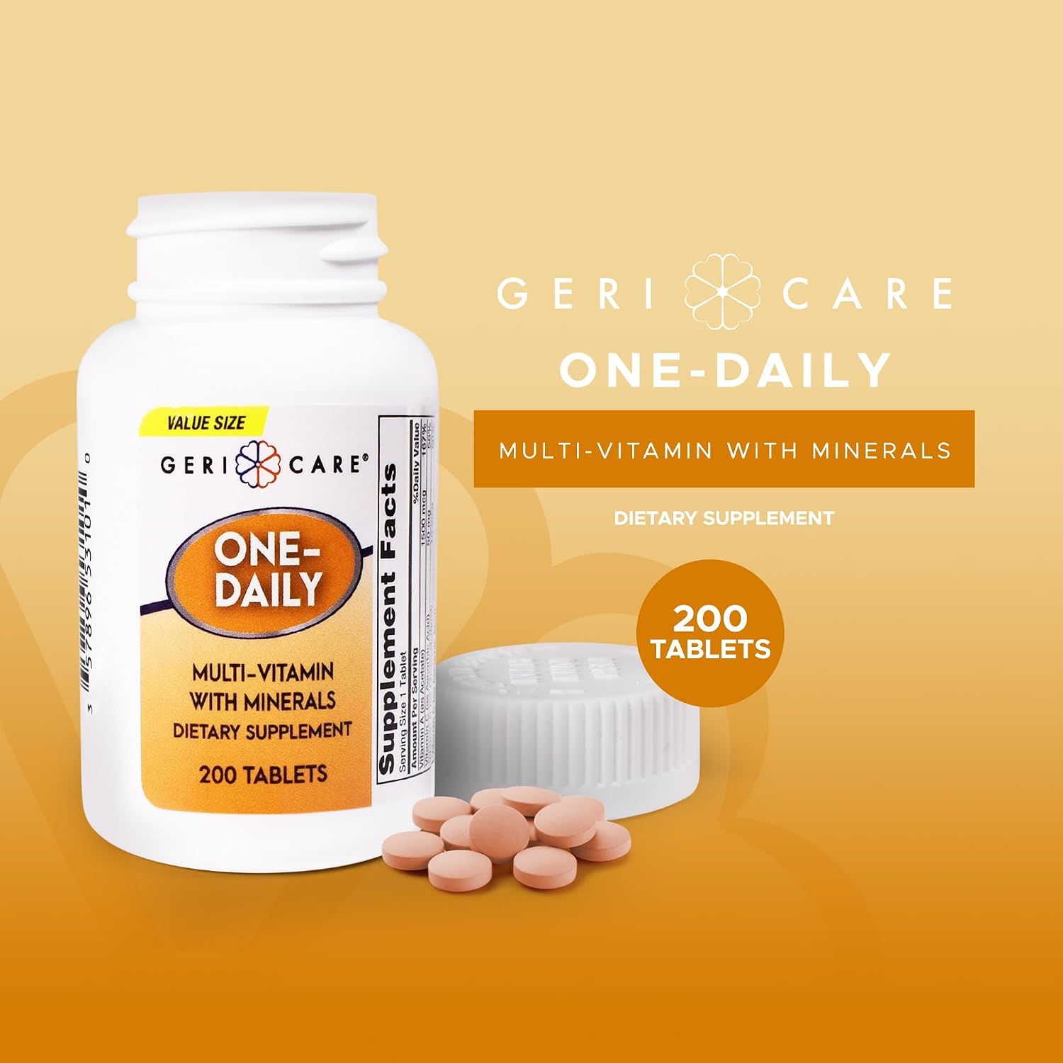 GeriCare One-Daily Multivitamin with Minerals – High-Potency Food Supplement for Men & Women, 200 Tablets - görsel 2